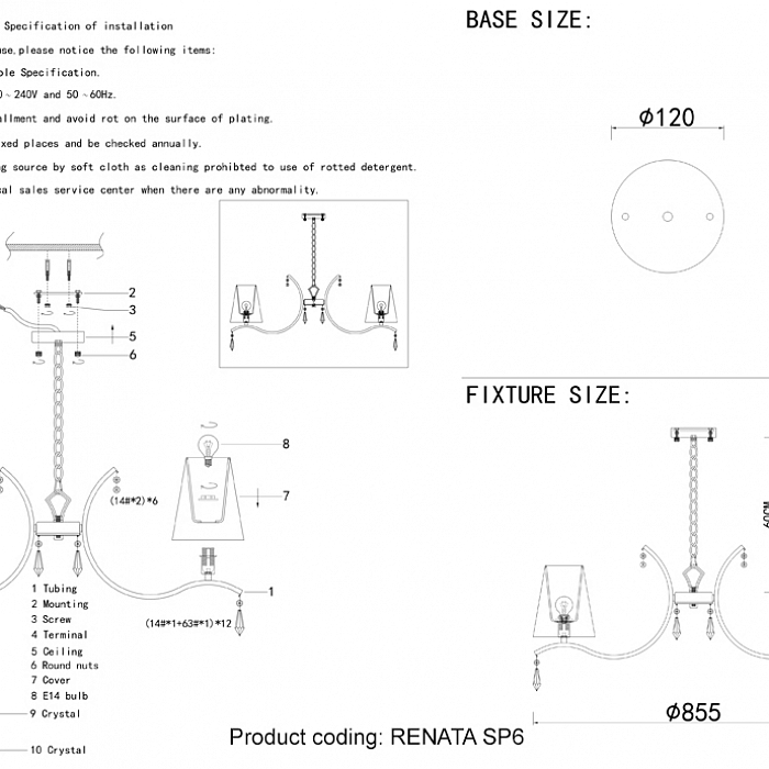 Люстра Crystal Lux RENATA SP6 GOLD